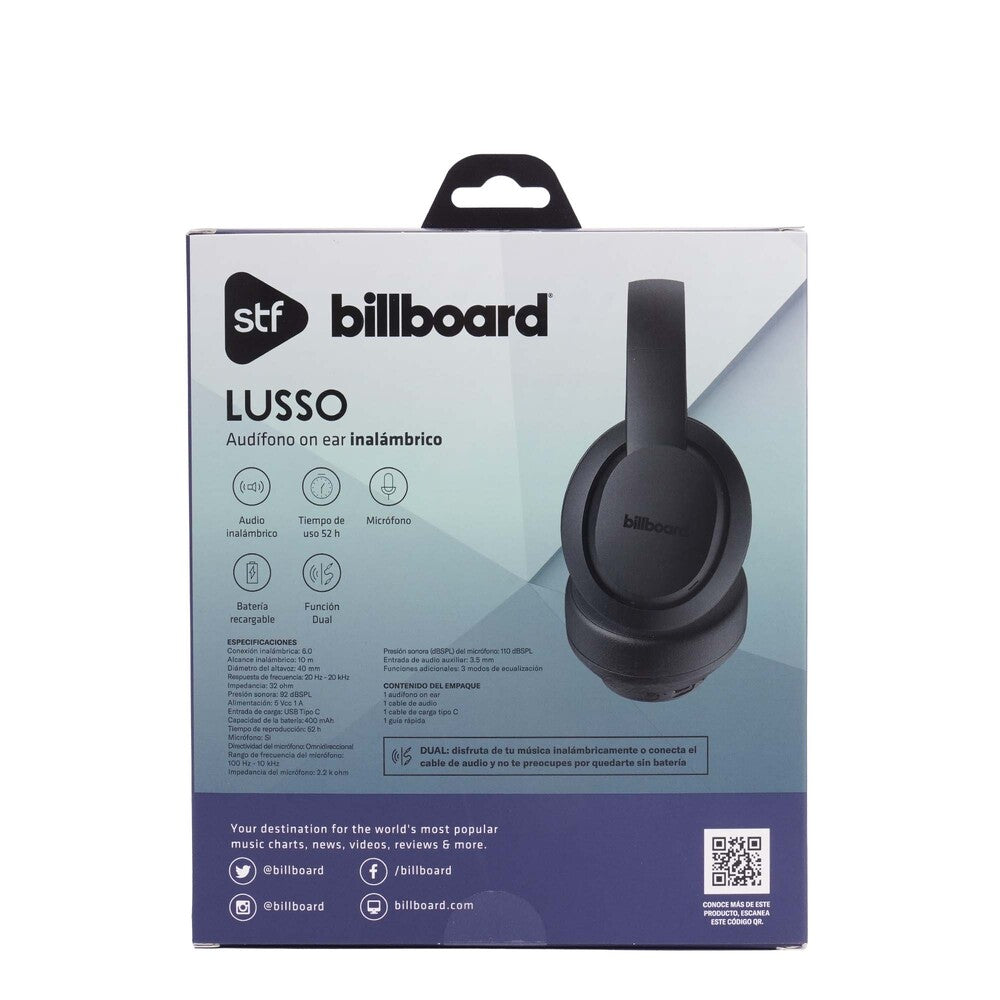 Audifonos Inalambricos On Ear Lusso STF - Billboard 52hrs Uso Negro