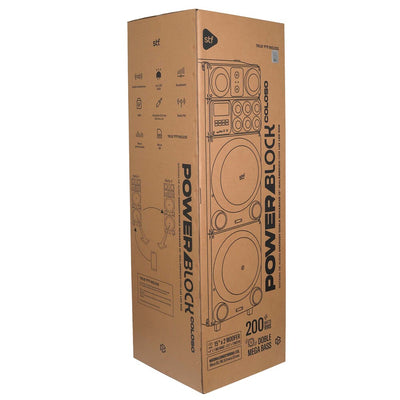 Bafle Inalambrico Power Block Coloso STF 200W Mega Bass 2x15 Luz RGB
