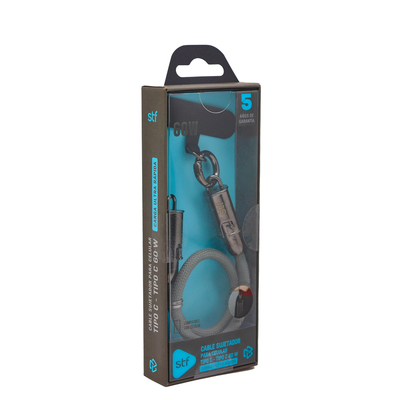 Cable Sujetador Tipo C STF 60W, Carga Rápida, Función Soporte, 30 cm