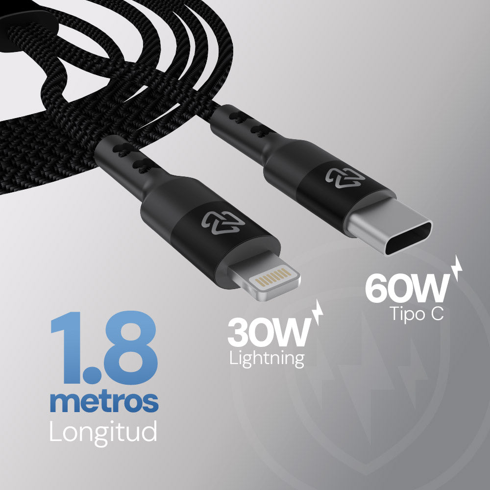 2 Pack Cargador STF GaN 30W + Cable Tipo C/Lightning Carga Rápida PD