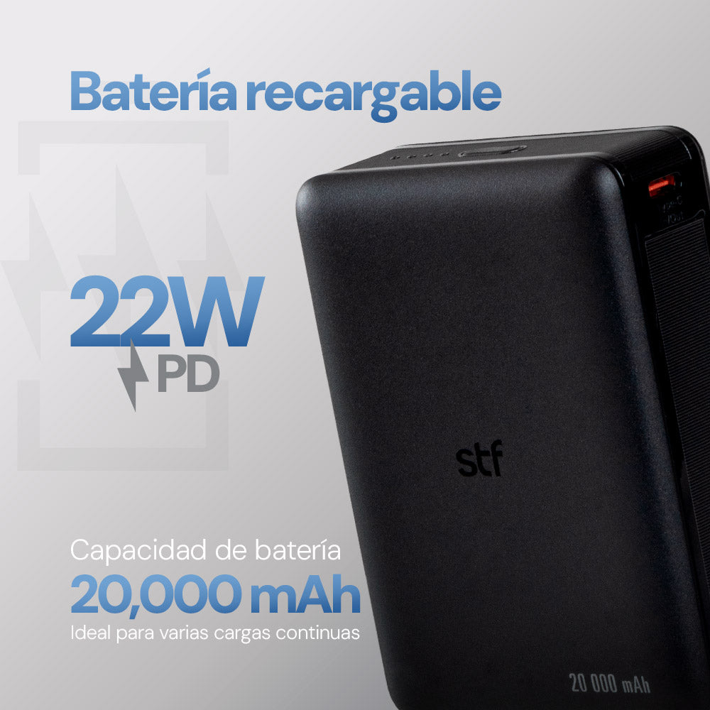 Batería Portátil Power Bank STF 20000 mAh 22W Carga Ultra Rápida