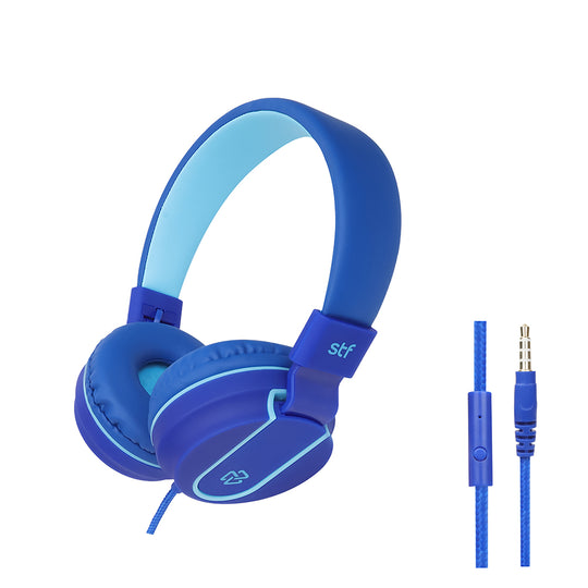 Audífonos OE alámbrico VIVA: Micrófono, 40mm Azul