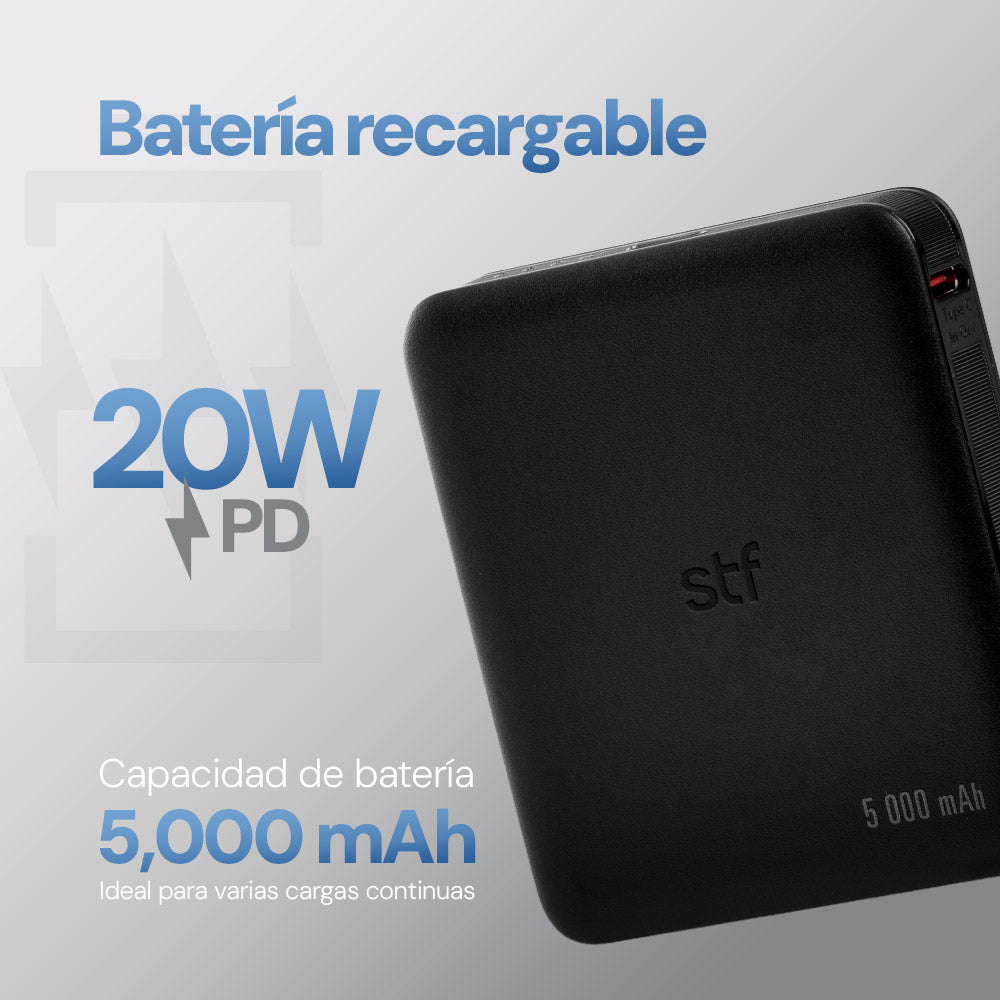 Batería Portátil Power Bank STF 5000mAh 20W Carga Ultra Rápida