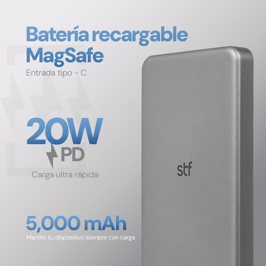 Batería Power Bank MagSafe: 5,000 mAh, 20W, Carga Ultra Rápida