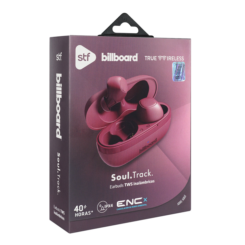 Audifonos Inalambricos Tws Soul Track STF - Billboard 40hrs Uso ENC Protección IPX4 Vino