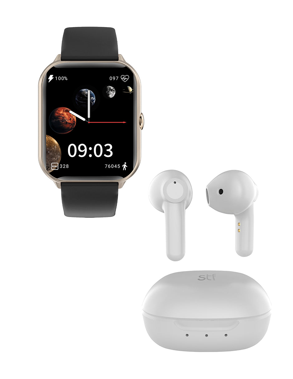 Combo STF Smartwatch Reloj Kronos Blaze + Audífonos True Wireless Kun
