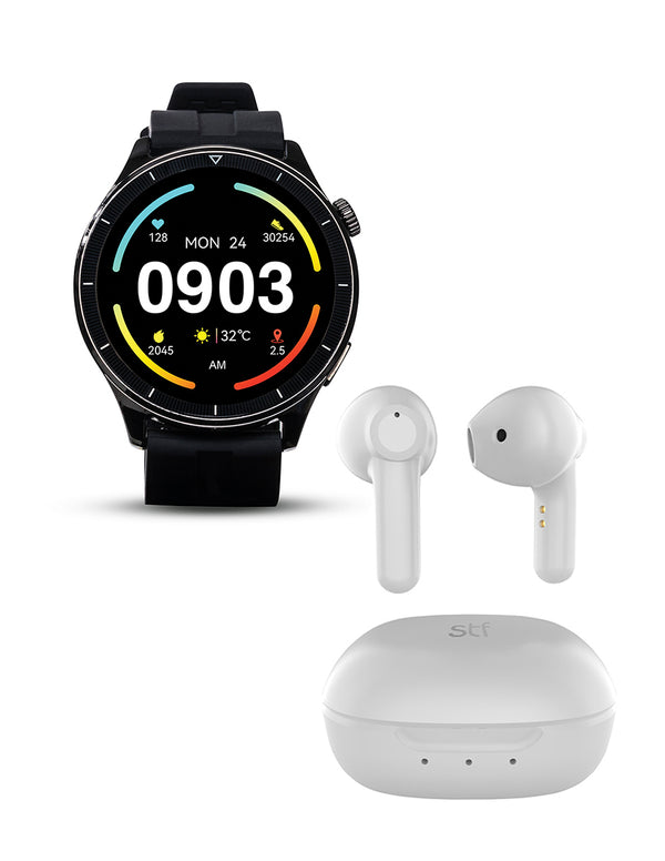 Kit STF Smartwatch Reloj Kronos Evolution + Audífonos True Wireless Kun