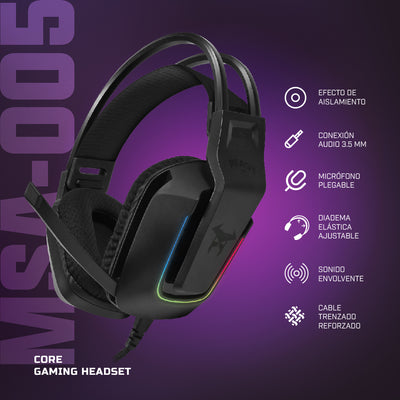 Audifonos Alambricos On Ear MSA-005 Gaming Beast STF Micrófono Conexión 3.5 mm Luz Led