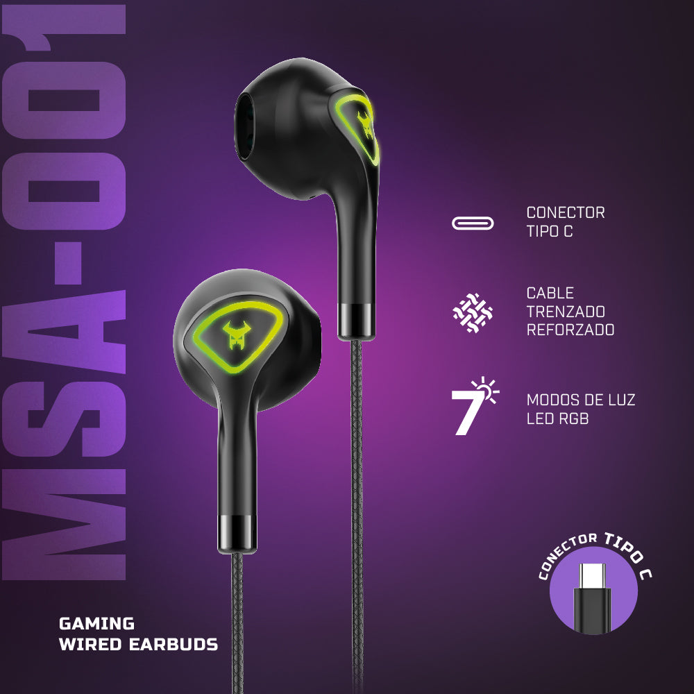 Audífonos Gamer Alámbricos In Ear Beast STF MSA-001 Videojuegos, Micrófono, 7 modos Luz