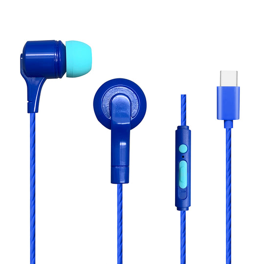 Audífonos alámbricos In-Ear VIVA: Tipo C, 10mm Azul