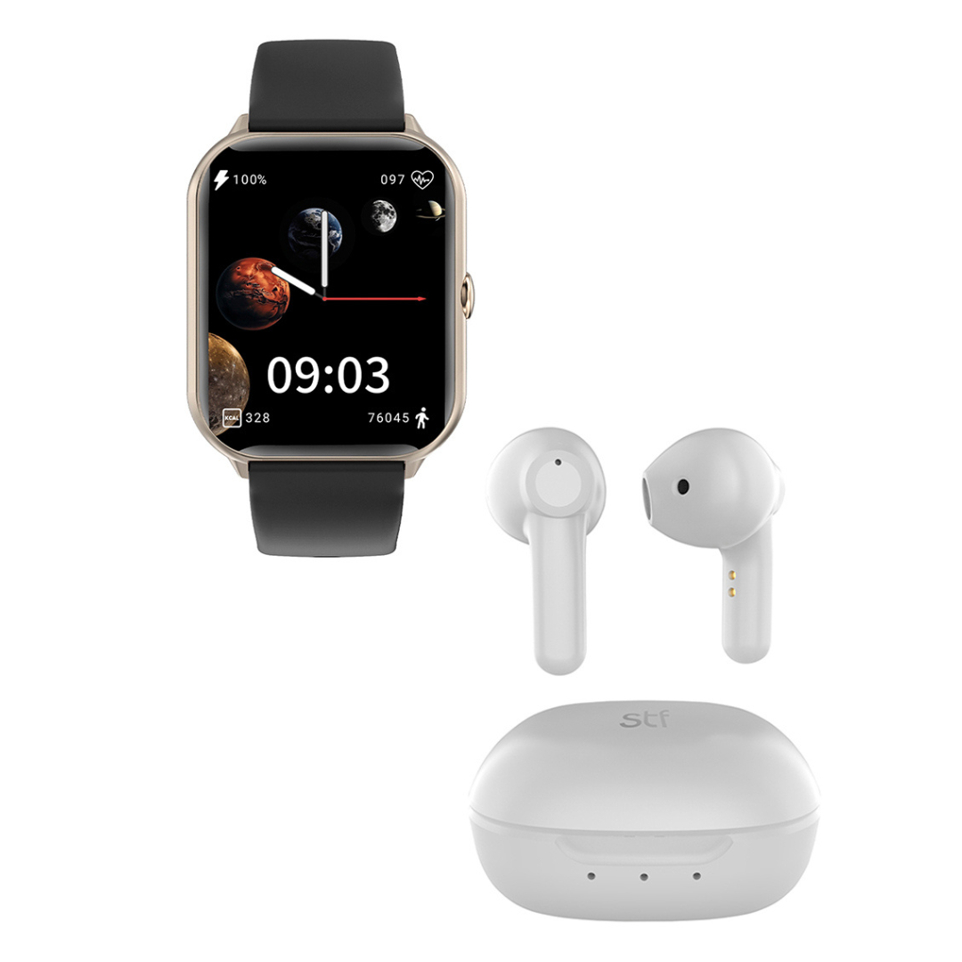 Kit STF Smartwatch Reloj Kronos Blaze + Audífonos True Wireless Kun