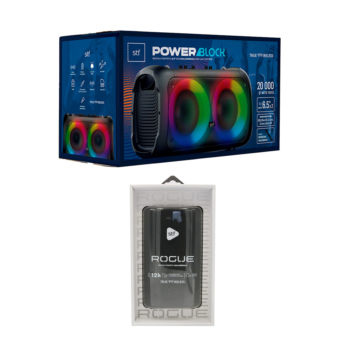 kit Duo Pack Bocinas STF Power Block 6.5"x2 + Rogue, TWS