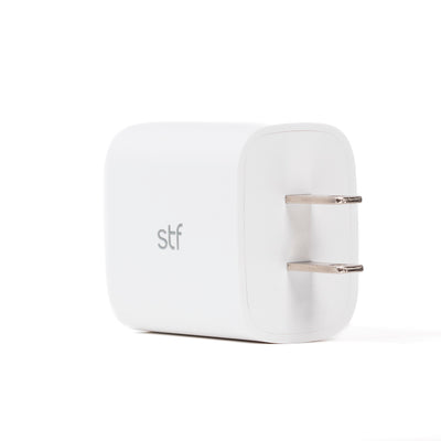 Cargador Pared STF 20W Doble Salida Carga Ultra Rápida 3A Tipo C + USB blanco
