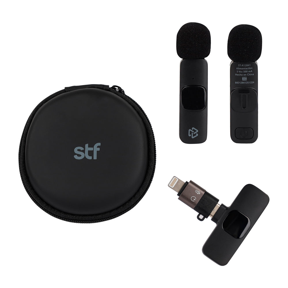 Kit STF 2 Micrófonos inalámbricos para celular Tipo C - Lightning con estuche