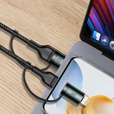 Cable 4 en 1 Tipo C/USB a Tipo C/Lightning STF 60W Carga Rápida 1.8m