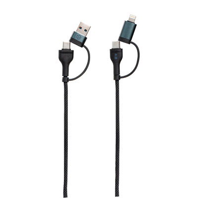 Cable 4 en 1 Tipo C/USB a Tipo C/Lightning STF 60W Carga Rápida 1.8m