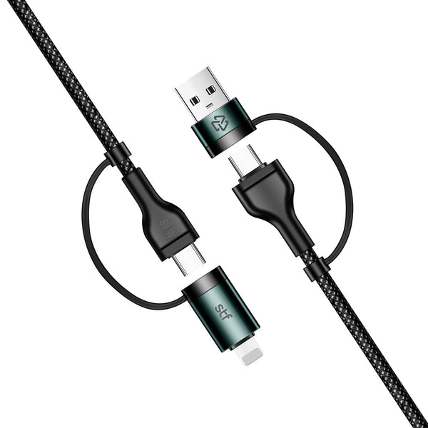 Cable 4 en 1 Carga Ultra Rápida Tipo-C / USB a Tipo-C / Lightning 60W