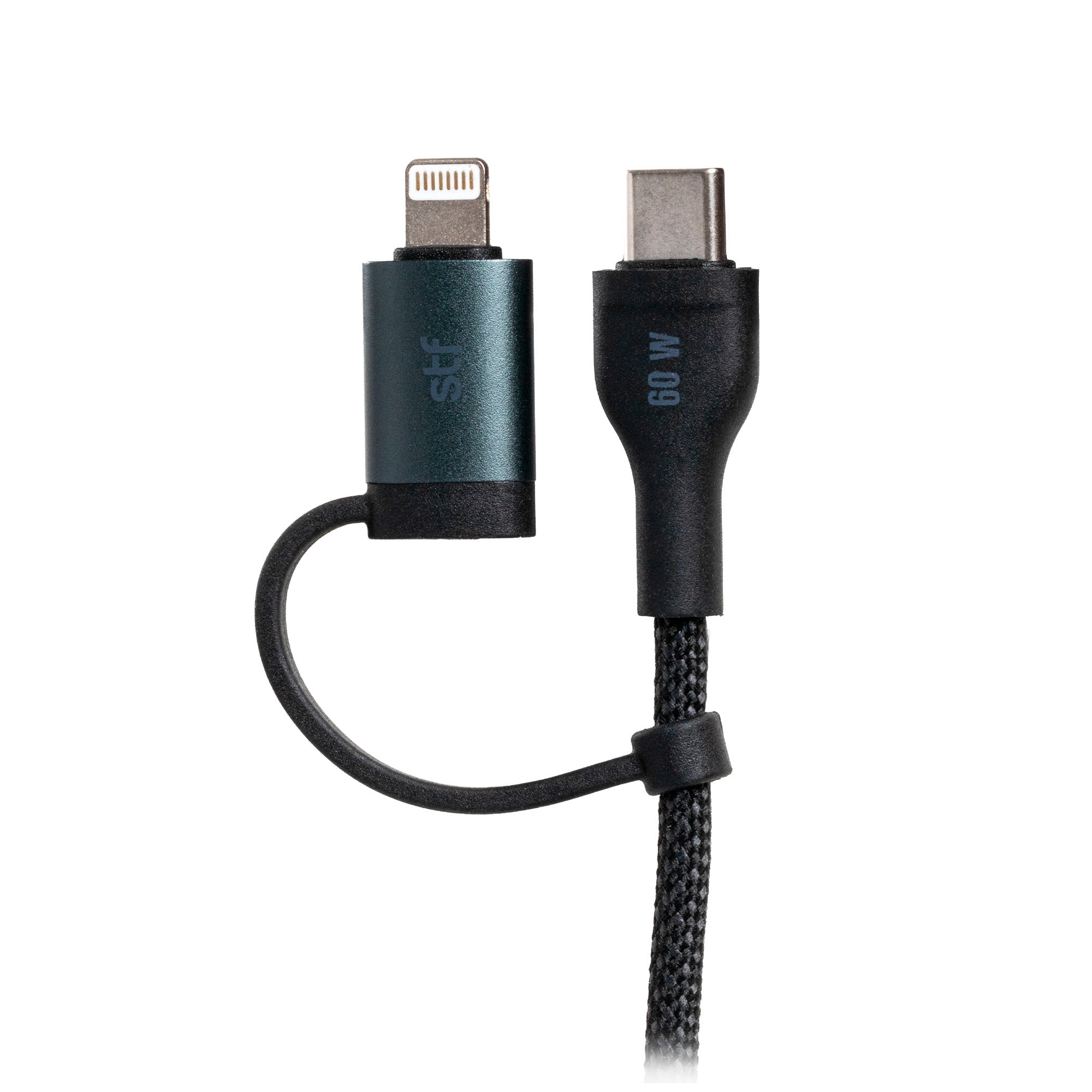 Cable 4 en 1 Tipo C/USB a Tipo C/Lightning STF 60W Carga Rápida 1.8m