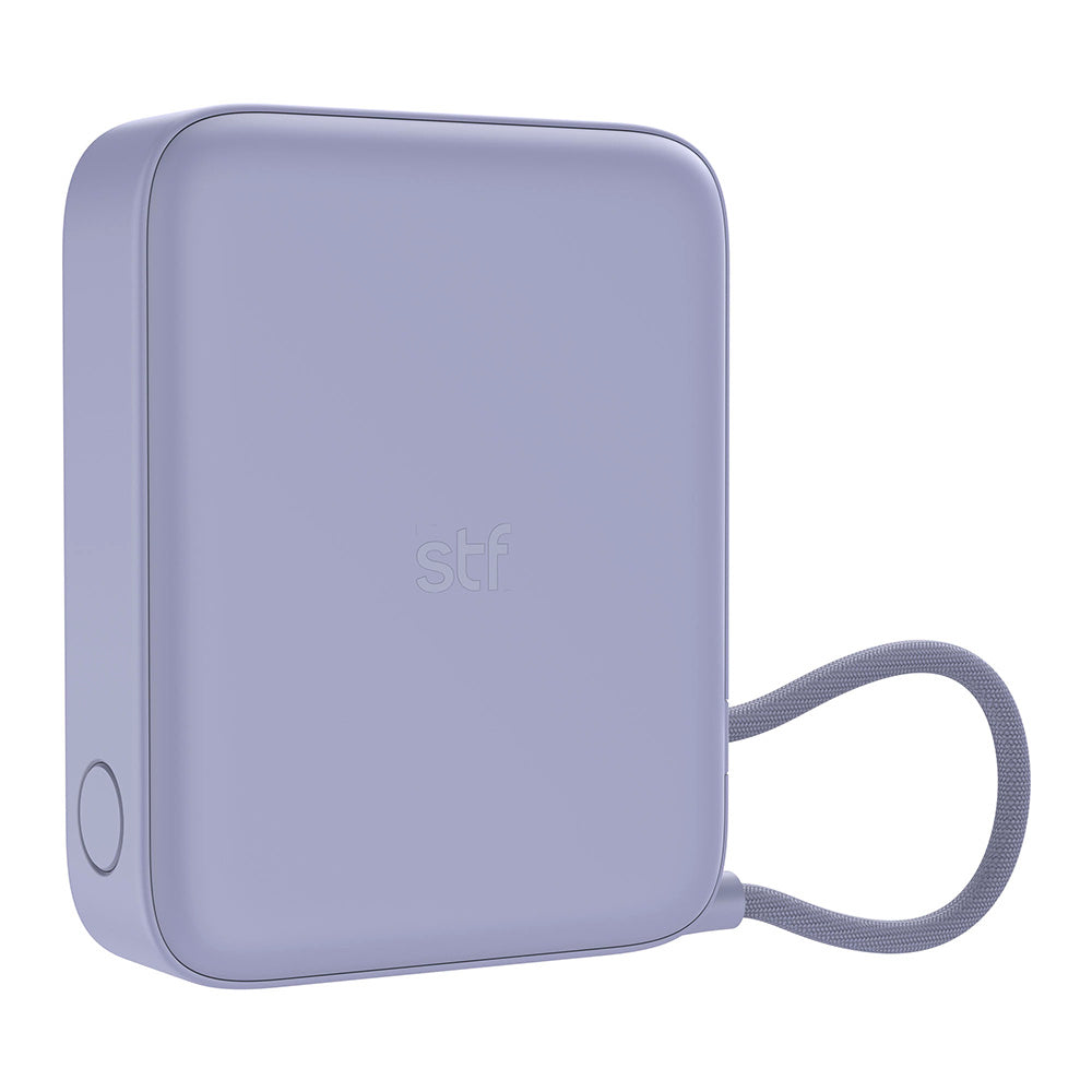 Batería Portátil Power Bank STF 10000 mAh 20W PD Cable tipo C integrado Lila