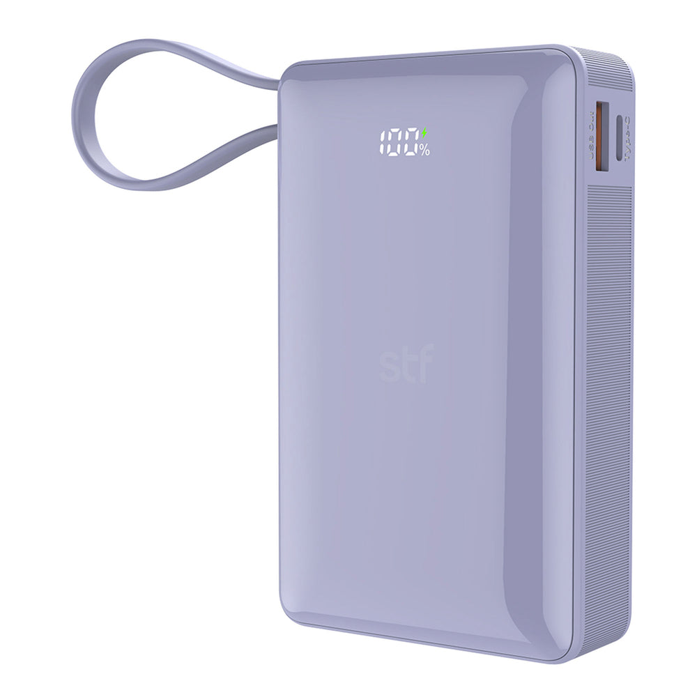 Batería Portátil Power Bank STF 20000 mAh 20W PD Cable tipo C Lila