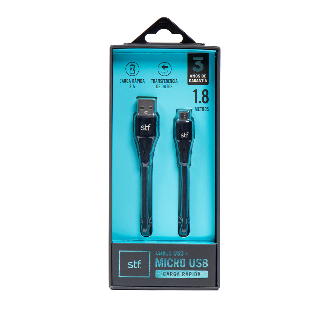 Cable USB a Micro USB STF 1.8m Carga Rápida 2A Transferencia Datos