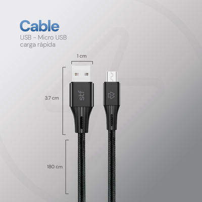 Cable USB a Micro USB STF 1.8m Carga Rápida 2A Transferencia Datos
