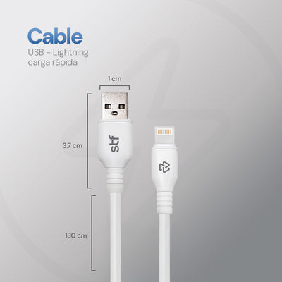 Cable USB a Lightning STF 1.8m Carga Rápida 2A Transferencia Datos Blanco