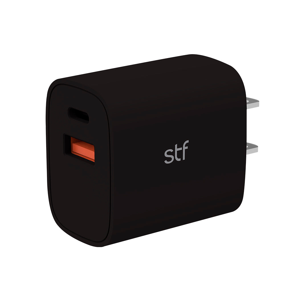 Cargador Pared STF 20W Doble Salida Carga Ultra Rápida 3A Tipo C + USB negro