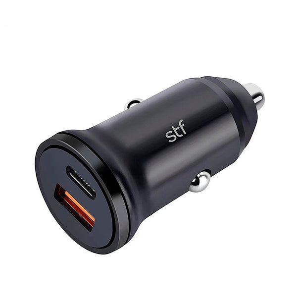 Cargador de auto 20W | STF Carga Ultra Rapida 3A | Salida tipo C y USB para celular