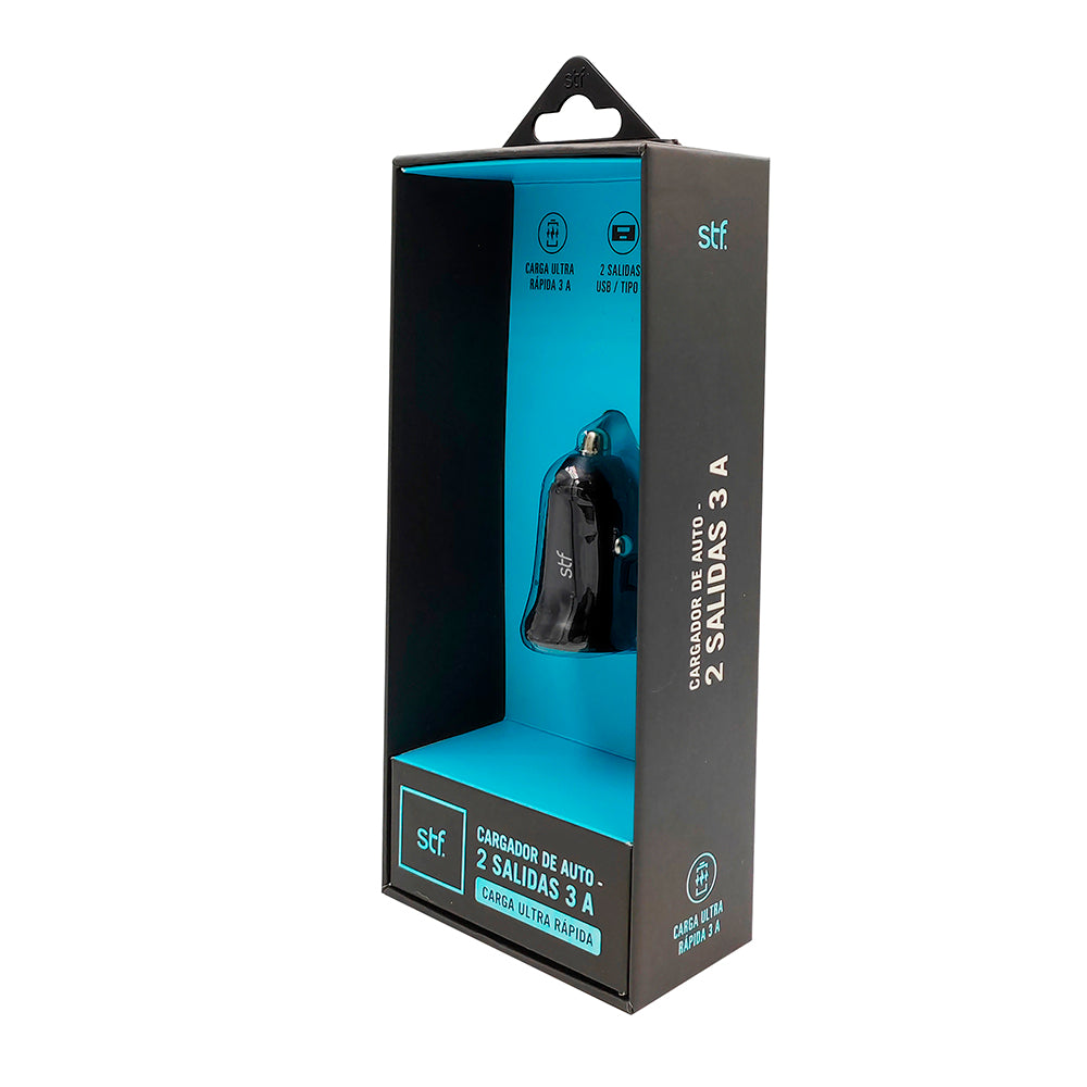 Cargador Auto Dual STF Carga Ultra Rápida 20W Tipo C PD + USB QC 3.0