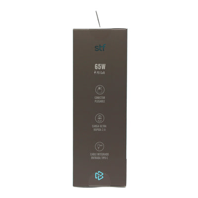 Cargador Ultra Rápido Retráctil STF 65W, Tecnología GaN, Tipo C