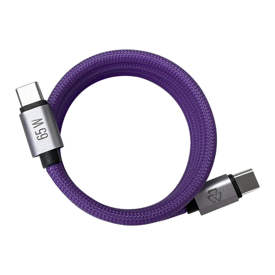 Cable Magnético Tipo C a Tipo C: Carga Rápida, 65W,  Transferencia de datos, Morado