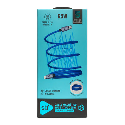 Cable Magnético Tipo C a Tipo C STF Carga Rápida, 65W, Transferencia de datos, Azul