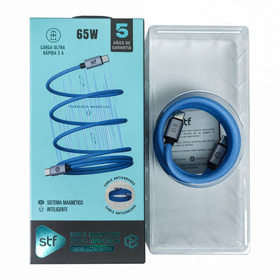 Cable Magnético Tipo C a Tipo C STF Carga Rápida, 65W, Transferencia de datos, Azul
