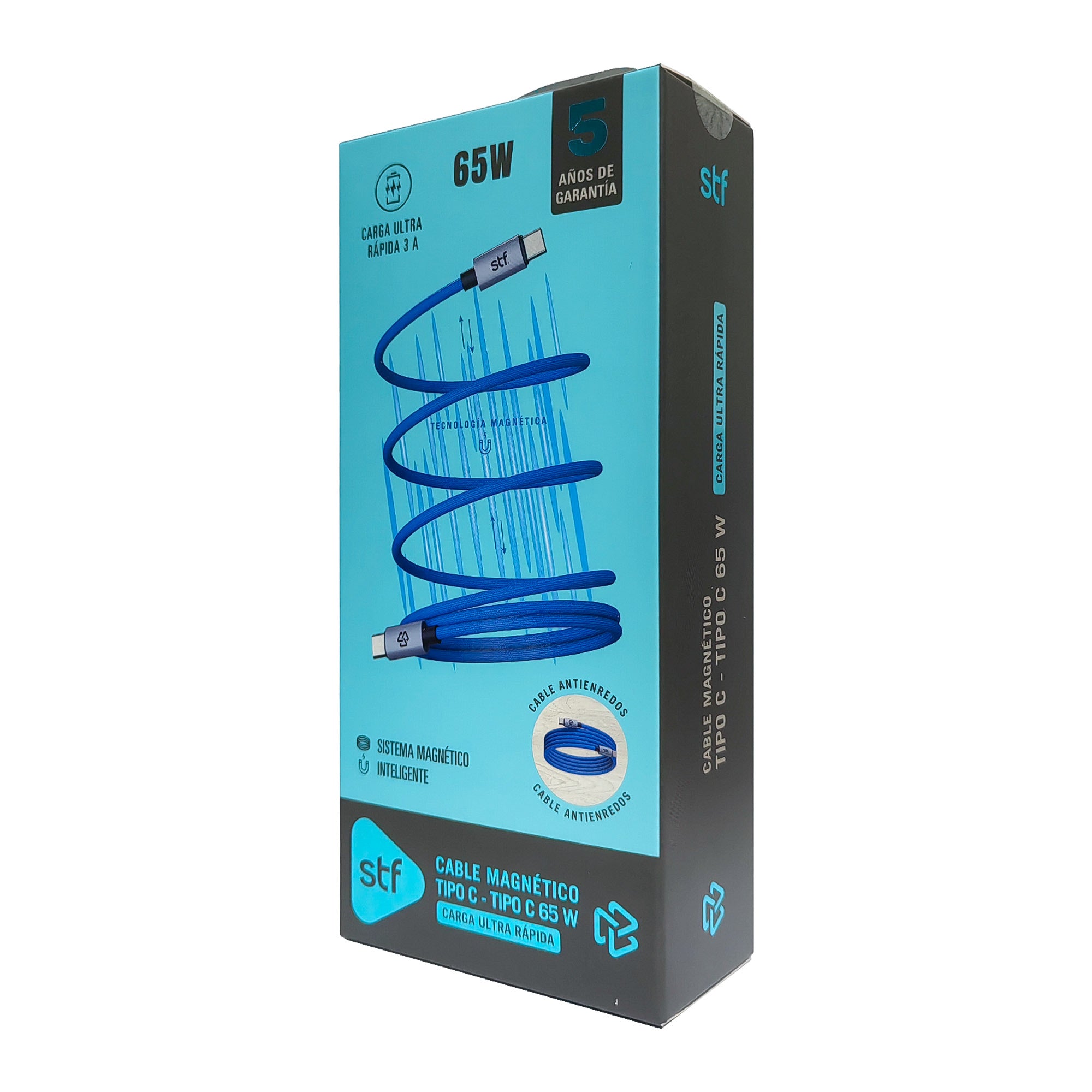 Cable Magnético Tipo C a Tipo C STF Carga Rápida, 65W, Transferencia de datos, Azul