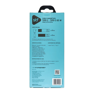 Cable Magnético Tipo C a Tipo C STF Carga Rápida, 65W, Transferencia de datos, Azul