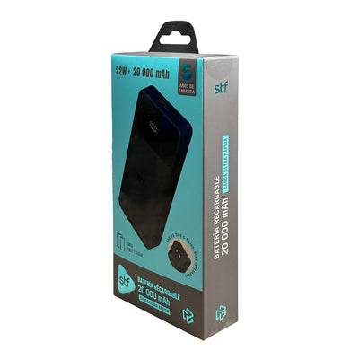 Batería Portátil Power Bank STF 20000 mAh 22W Cables Incluidos Tipo C y Lightning