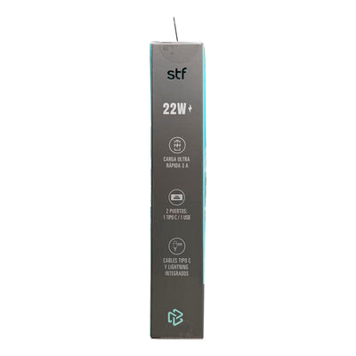 Batería Portátil Power Bank STF 20000 mAh 22W Cables Incluidos Tipo C y Lightning