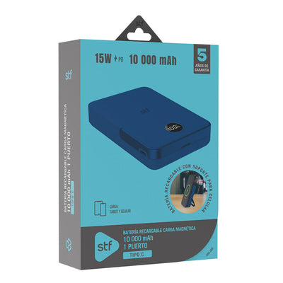 Batería Portátil Power Bank STF 10000 mAh 20W Carga Magnética Azul