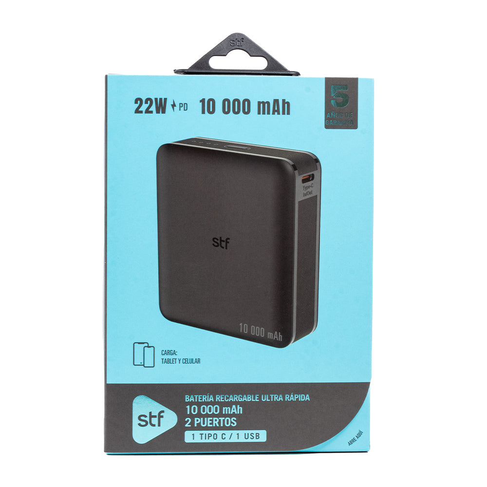 Batería Portátil Power Bank STF 10000 mAh 22W Carga Ultra Rápida