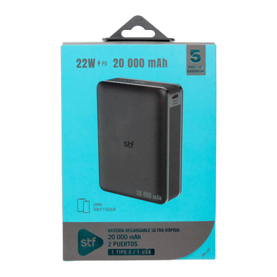 Batería Portátil Power Bank STF 20000 mAh 22W Carga Ultra Rápida