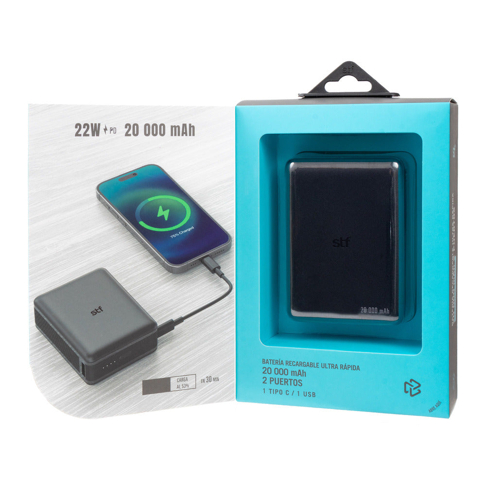 Batería Portátil Power Bank STF 20000 mAh 22W Carga Ultra Rápida