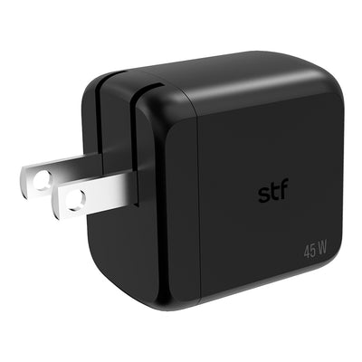 Cargador Pared STF GaN 45W Dual Tipo C Carga Ultra Rápida Enchufe Plegable