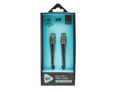 Cable Tipo C a Tipo C STF 30W Carga Rápida PD 1.8m Textil/Aluminio