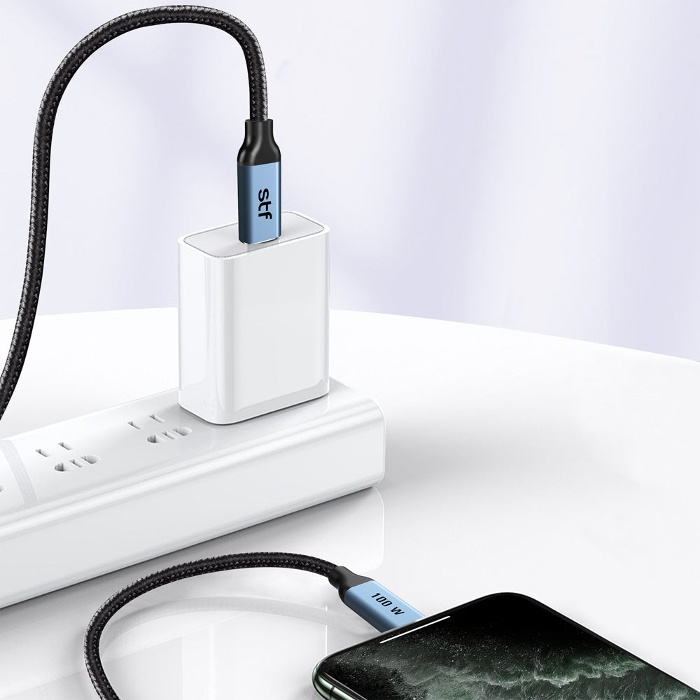 Cable USB C a C STF 100W 4K UHD 1.8m Super Carga Ultra Rápida y Video