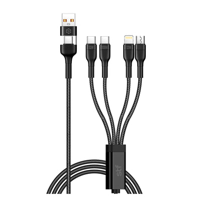 Cable 4 en 2 STF Carga Ultra Rápida USB/Tipo-C a Micro USB/Lightning/USB-C 100W