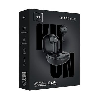 Audifonos Inalambricos Tws Kun STF 12hrs Uso Negro