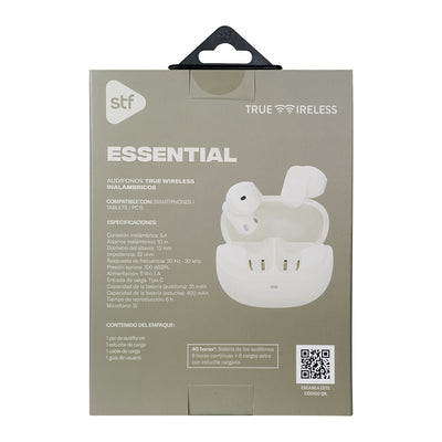 Audifonos Inalambricos Tws Essential STF 40hrs Uso Protección IPX4 Blanco