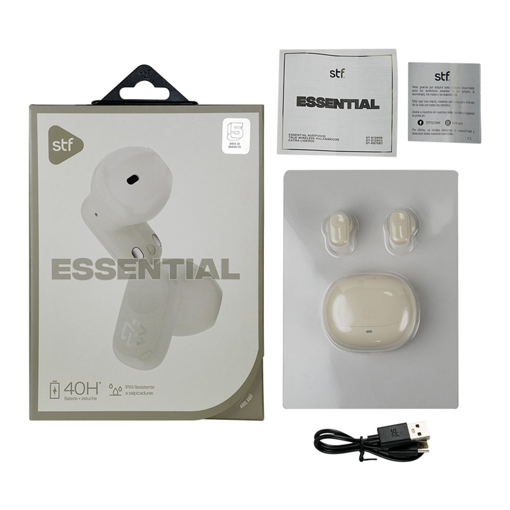 Audifonos Inalambricos Tws Essential STF 40hrs Uso Protección IPX4 Blanco