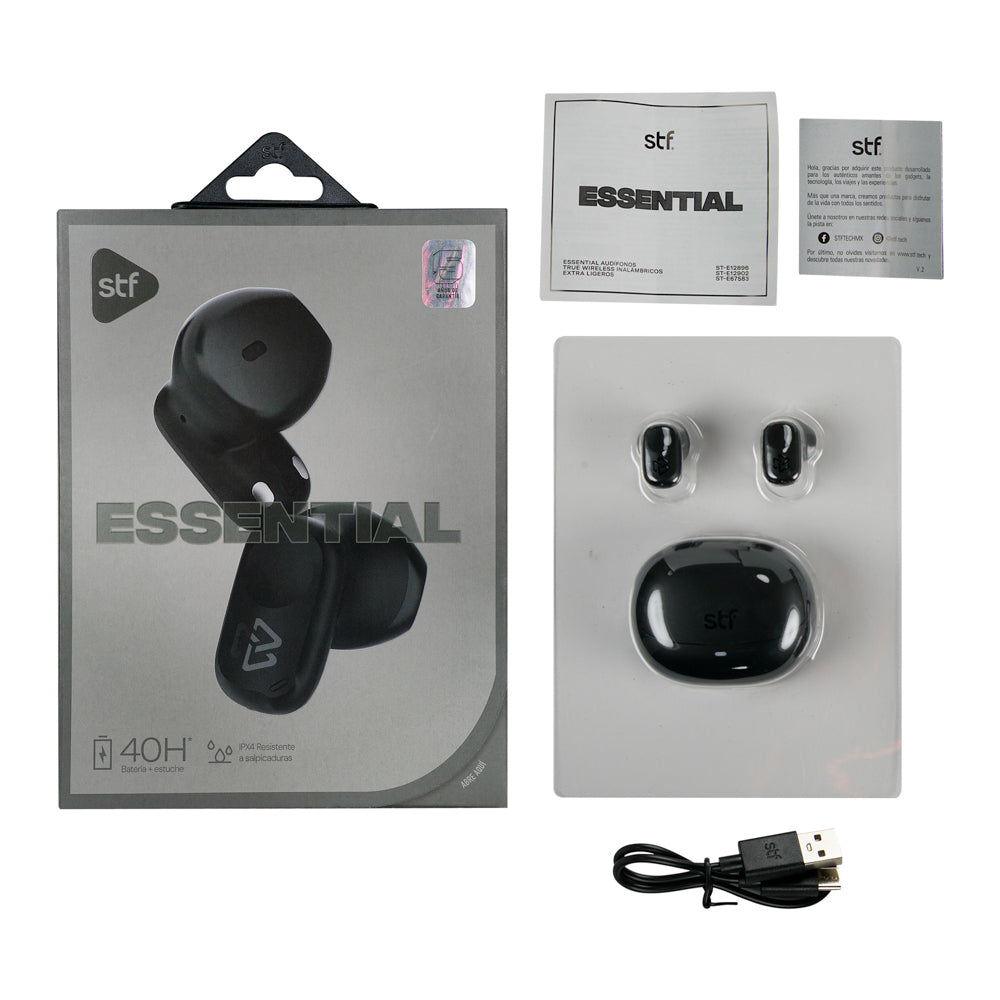 Audifonos Inalambricos Tws Essential STF 40hrs Uso Protección IPX4 Negro